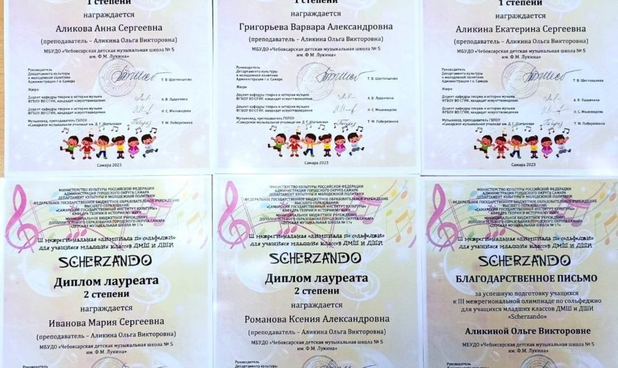 Учащиеся школы стали лауреатами III степени олимпиады по сольфеджио «Scherzando»